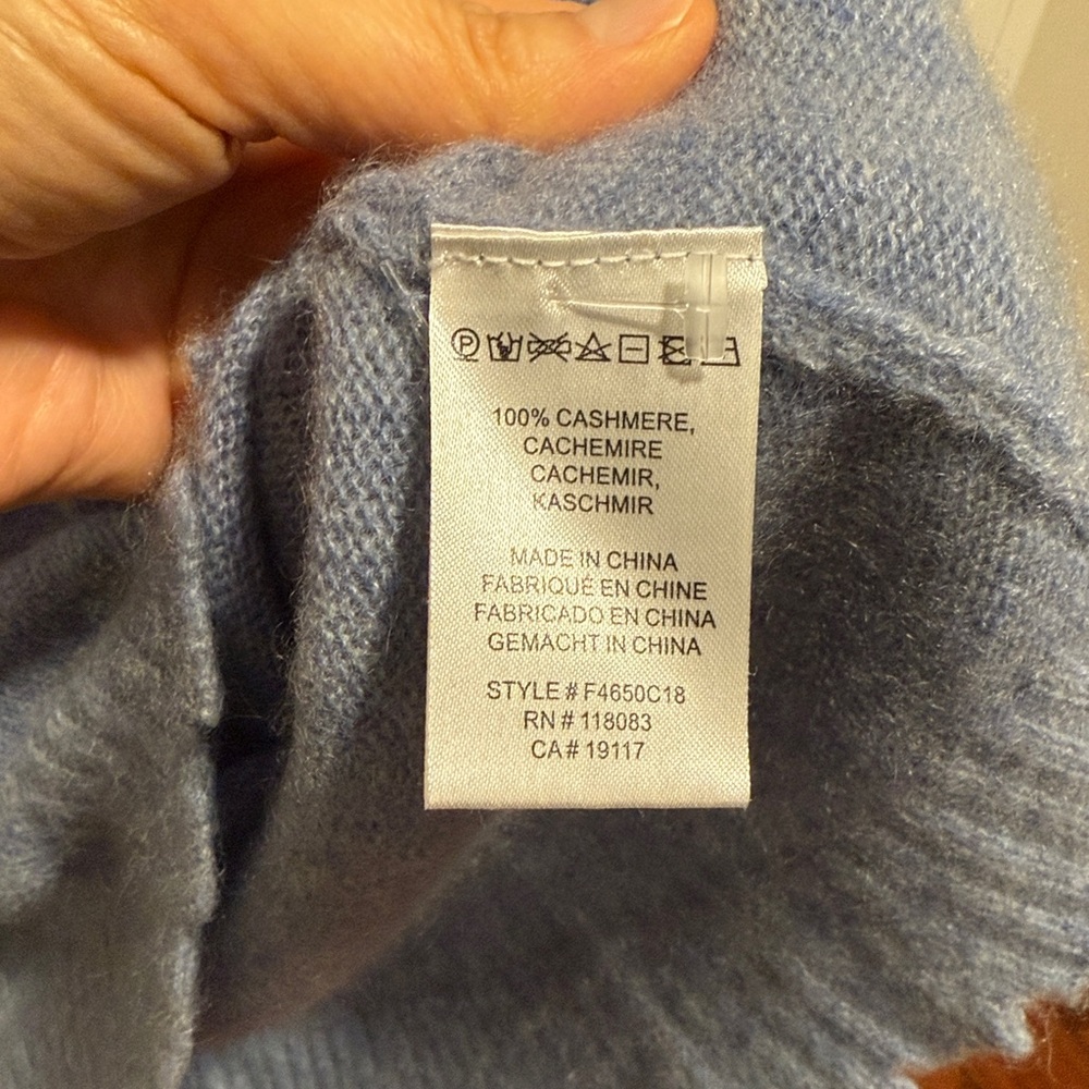 Minnie Rose Soft Blue cashmere Knit sweater - Picture 3 of 4